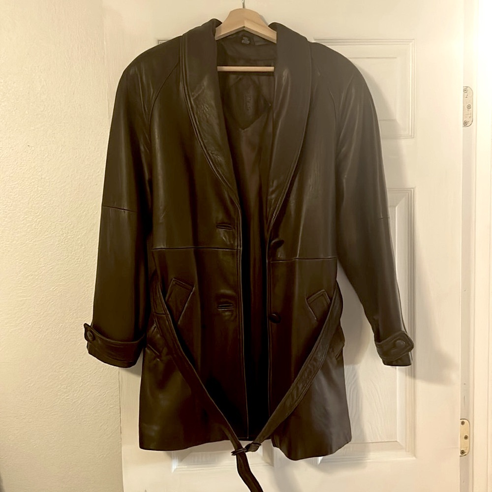 Vintage Jaqueline Ferrar Short Leather Trench Coat